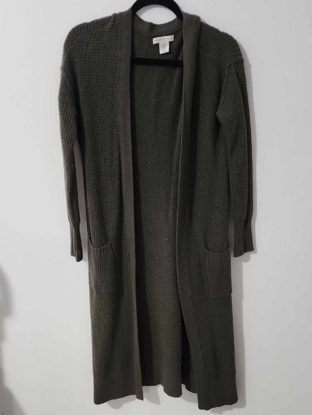 Sincerely Jules Long Open-Front Cardigan Sweater - Olive Green
